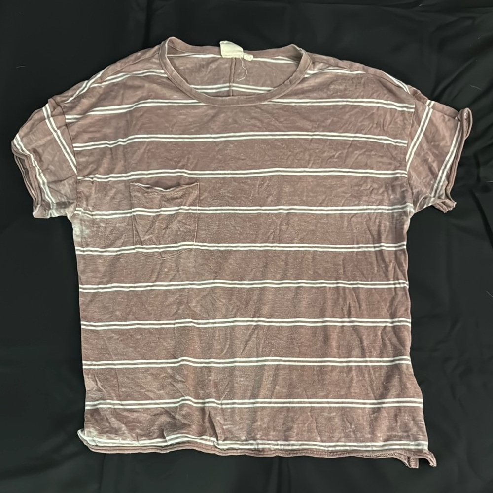 Striped Men's Shirt - Brown and White